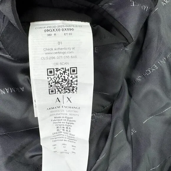 Armani Exchange Mens Slim Fit Wool Windowpane Suit Jacket Brown Black 42R - Picture 5 of 6